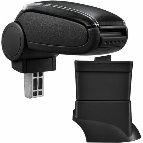 [pro.tec] Accoudoir central pour Fiat 500 - avec compartiment - rembourré - cuir-synthétique - noir avec des coutures blancs