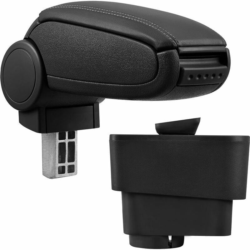 Pro.tec Accoudoir central pour Fiat Grande Punto - avec compartiment - rembourré - cuir-synthétique - noir avec des coutures noirs