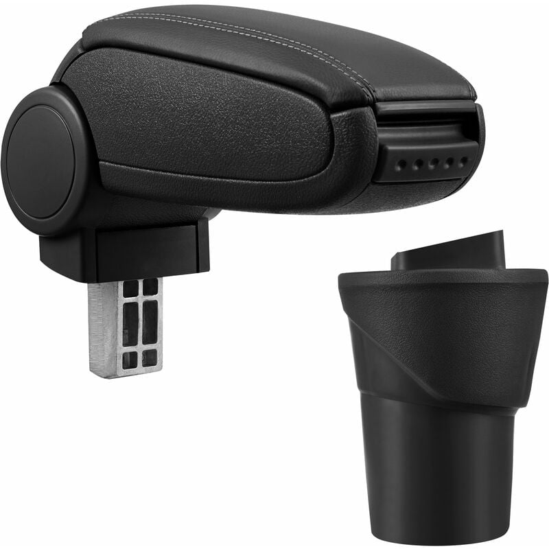 Pro.tec Accoudoir central pour Nissan Micra K13 - avec compartiment - rembourré - cuir-synthétique - noir avec des coutures noirs