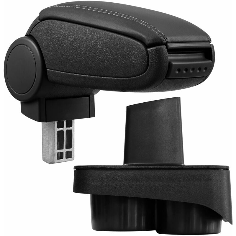 Pro.tec Accoudoir central pour Polo 9N / 9N2 / 9N3 - avec compartiment - rembourré - cuir-synthétique - noir avec des coutures noirs