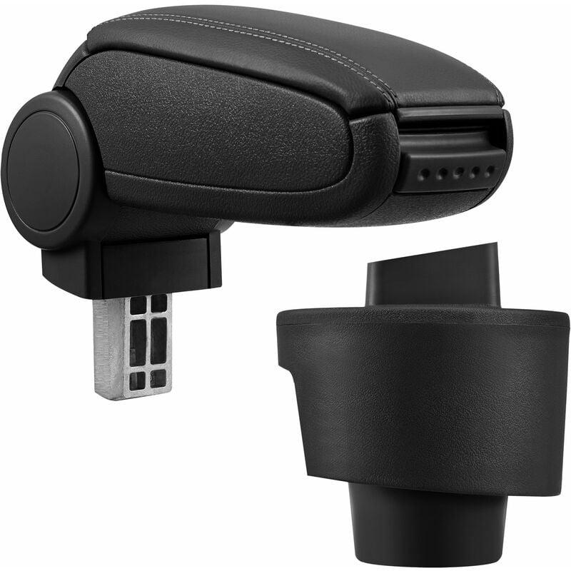 Pro.tec Accoudoir central pour Seat Ibiza Type 6J - avec compartiment - rembourré - cuir-synthétique - noir avec des coutures noirs