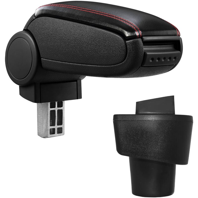Pro.tec Accoudoir central pour Twingo 3 - avec compartiment - rembourré - cuir-synthétique - noir avec des coutures rouges