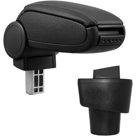[pro.tec] Accoudoir central pour Twingo 3 - avec compartiment - rembourré - cuir-synthétique - noir avec des coutures noirs