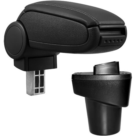 [pro.tec] Bracciolo centrale per Citroën C1 (da 2014-2018) e Peugeot 108 (da 2014-2018) - Rivestimento in similpelle nero con cuciture nere - con vano portaoggetti