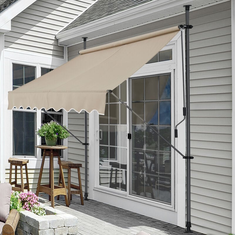 

Toldo articulado con armazón - Color de arena - 200 x 120 x 200-300 cm - Toldo enrollable terraza balcón - Protector de sol - Parasol