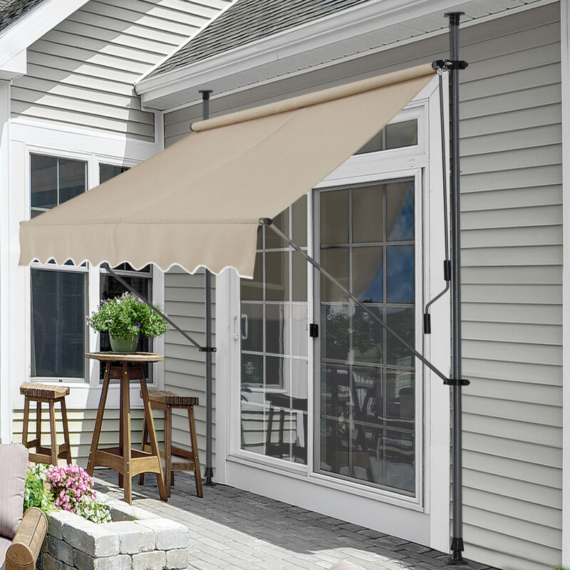 

Pro.tec - Toldo articulado con armazón - Color de arena - 300 x 120 x 200-300 cm - Toldo enrollable terraza balcón - Protector de sol - Parasol