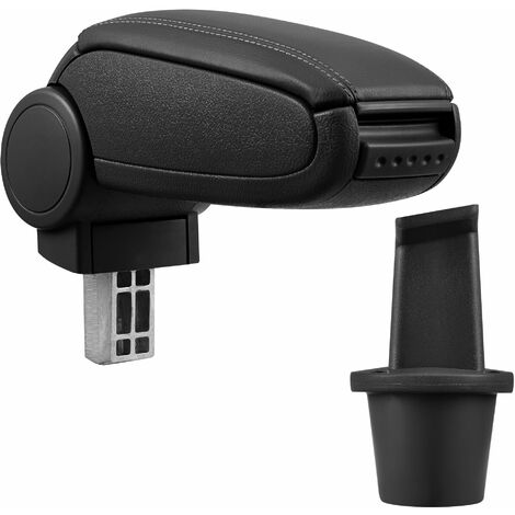 [pro.tec] Reposabrazos central para Dacia Duster (a partir de 2010) - apoyabrazos con compartimento - tapizado - polipiel - negro con costuras de color negro