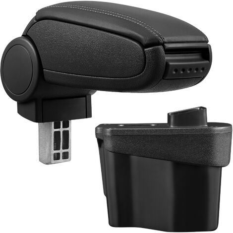 [pro.tec] Reposabrazos central para Kia Rio de tercera generación (tipo UB, desde 2011) - apoyabrazos con compartimento - tapizado - polipiel - negro con costuras de color negro