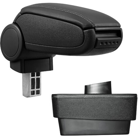 [pro.tec] Reposabrazos central para Škoda Fabia III ( NJ) - apoyabrazos con compartimento - tapizado - polipiel - negro con costuras de color negro