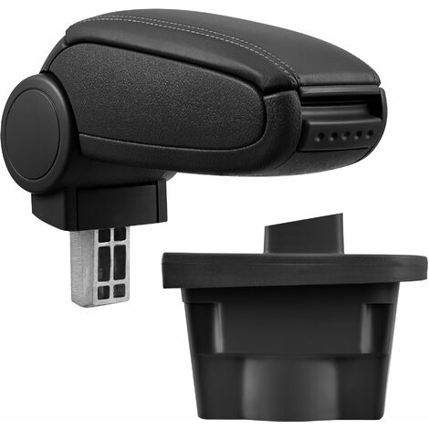 [pro.tec] Reposabrazos central para Opel Astra J - apoyabrazos con compartimento - tapizado - polipiel - negro con costuras de color negro