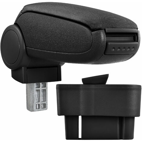 [pro.tec] Reposabrazos central para Opel Corsa D (a partir de 2006) - apoyabrazos con compartimento - tapizado - tela - negro