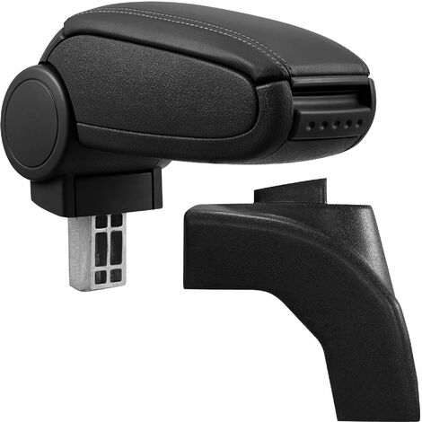 [pro.tec] Reposabrazos central para Volkswagen Golf 6, Scirocco - apoyabrazos con compartimento - tapizado - polipiel - negro con costuras de color negro