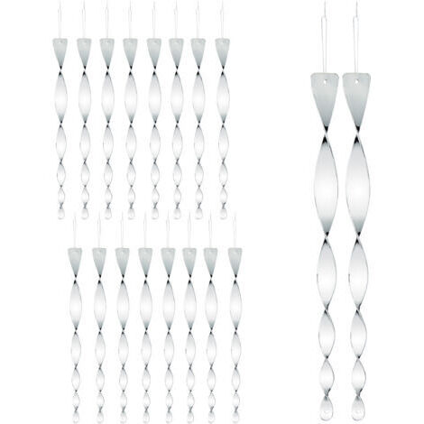 Protección Antipájaros Espiral, Set 18 Unid, Reflejante, 40 cm, para Balcones y Jardines, Disuasivo Efectivo, Plata