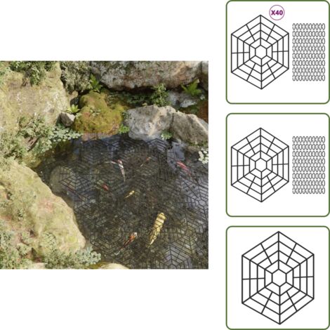 Protección contra depredadores - vidaXL Protecciones para estanques 40 uds polipropileno negro - Protecciones para peces en estanques