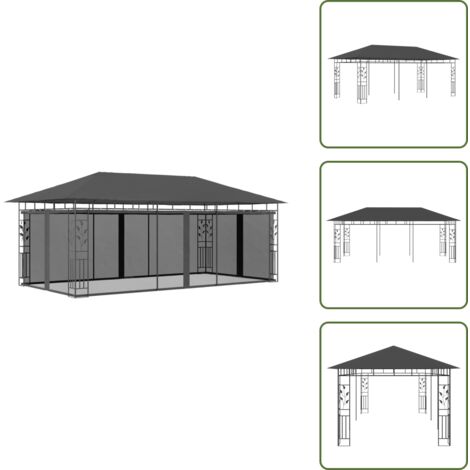 Protección contra insectos - vidaXL Cenador con mosquitera gris antracita 6x3x2,73 m - Sombra