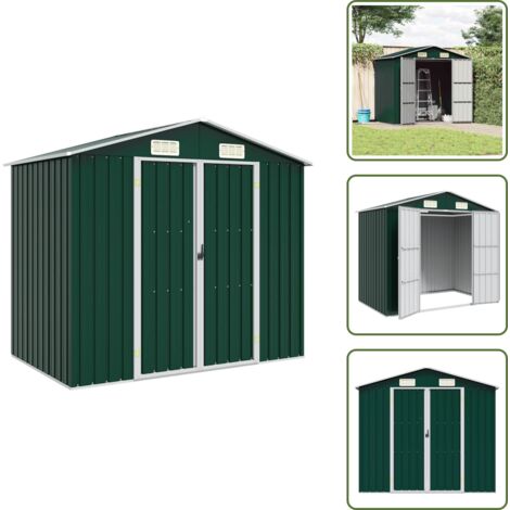 Protección contra lluvia - vidaXL Cobertizo de jardín acero galvanizado verde 205x129x183 cm - Caseta de herramientas