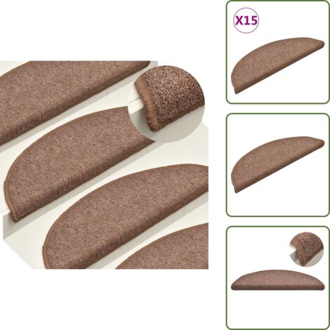 Protección de escaleras - vidaXL Alfombras de peldaños de escalera 15 uds marrón 56x17x3 cm -