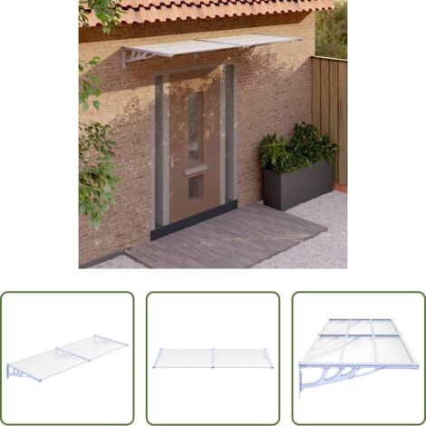 Protección de puerta -  Marquesina puerta policarbonato gris y transparente 239x90 cm