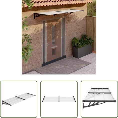 Protección de puerta -  Marquesina puerta policarbonato negro y transparente 239x90 cm