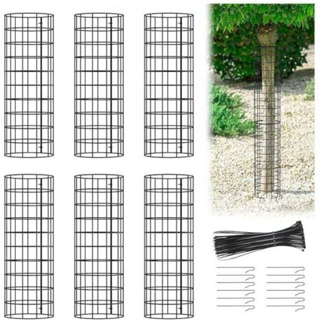 Protección de tronco de árbol de metal KZQ, caseta de protección de tronco de árbol y malla duradera, tamaño ajustable, con accesorio de alambre y guía de perforación, para árboles semimaduros y jóven