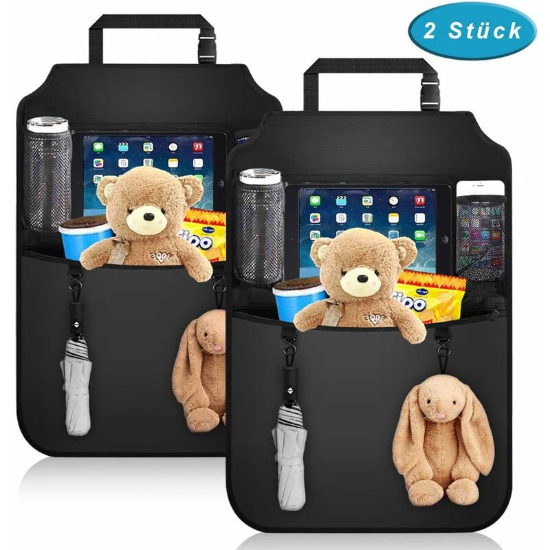 

Protección del respaldo del coche Premium Organizador para asientos traseros para niños Compartimento grande para tableta iPad Impermeable Protección