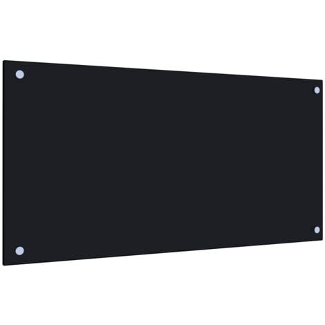 TORANA Protección salpicaduras cocina vidrio templado negro 80x40 cm