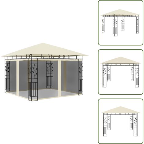 Protección solar - vidaXL Cenador con mosquitera color crema 3x3x2,73 m 180 g/m² - Estructura de metal