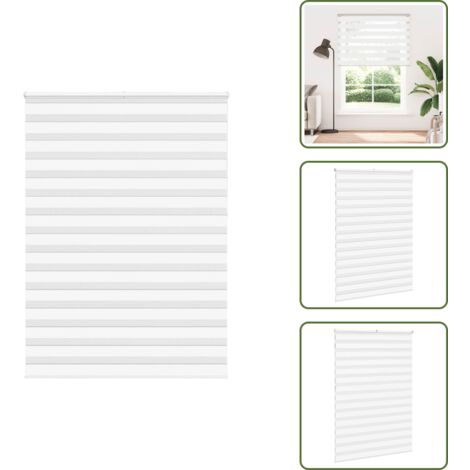 Protección solar - vidaXL Estor cebra blanco 160x230 cm tejido ancho 155,9 cm poliéster - Tela opaca
