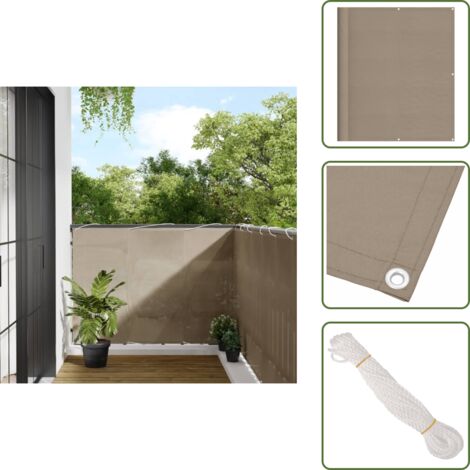 Protección solar - vidaXL Pantalla de balcón 100% poliéster Oxford taupé 120x700 cm - Tela Oxford