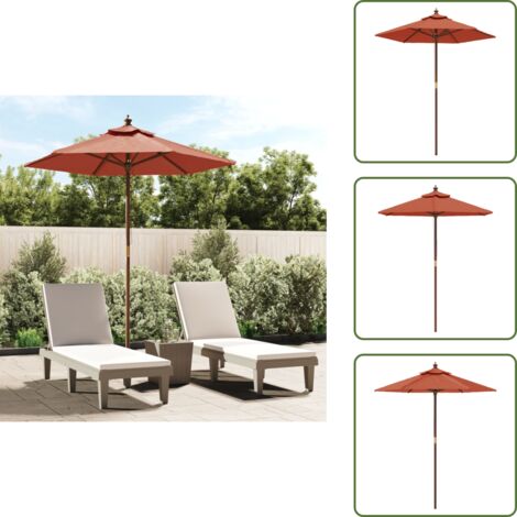 Protección solar - vidaXL Sombrilla de jardín con poste de madera terracota 196x231 cm - Sombrilla con ventilación
