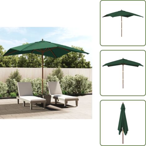Protección solar - vidaXL Sombrilla de jardín con poste de madera verde 300x300x273 cm - Sombrilla con ventilación