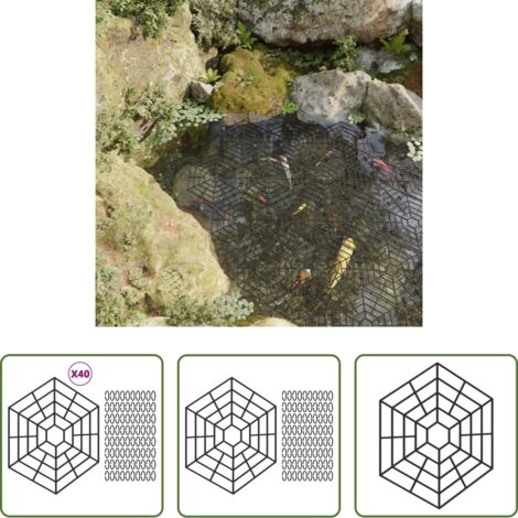 Protecciones para peces -  Protecciones para estanques 40 uds polipropileno negro