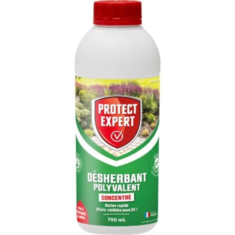 PROTECT EXPERT Désherbant Polyvalent Concentré - Effets Visibles Sous 3h - 700ml - Jusqu’à 58m² Traités - Bidon Doseur PROHERBIO700