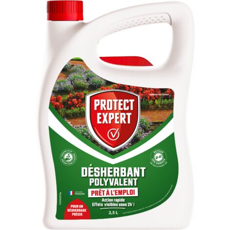 PROTECT EXPERT Pulvérisateur Désherbant - Prêt À L'Emploi - Polyvalent - Effets Visibles Sous 2h - 2,5L - Jusqu’à 25m² Traités PROHERBIOPAL25N