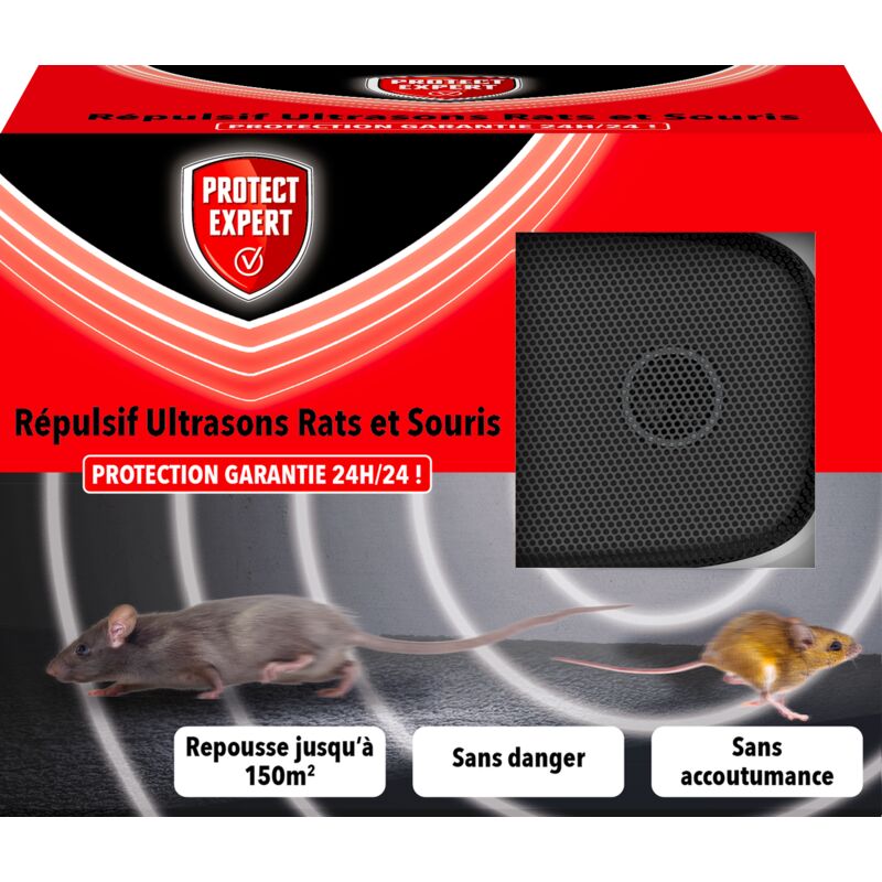 Protect Expert - ultrarasou Ultrason Rats et Souris Répulsif à Ondes Sans Accoutumance Repousse Jusqu'à 150m²
