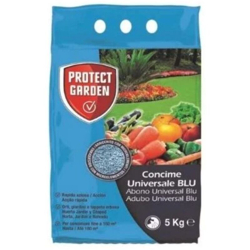 

Abono Universal BLU Fertilizante Azul Granulado de Acción Rápida, Huerto, Jardín y Césped, 5 kg - Protect Garden