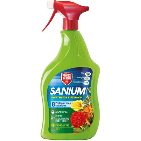 Protect Garden Sanium AL PFnPO, Insetticida Sistemico Pronto Uso. Elimina Afidi, Cocciniglia, Mosca Bianca. Rapida Azione Abbattente. Fino a 8 Settimane di Protezione 500ml