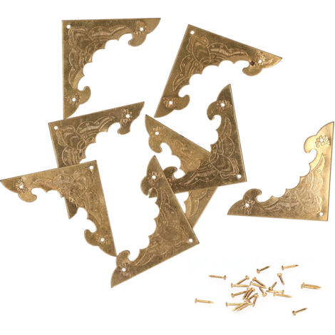 Protecteur d'angle en laiton Antique, 8 ensembles, couvercle de protection de bord de boîte en bois pour armoire