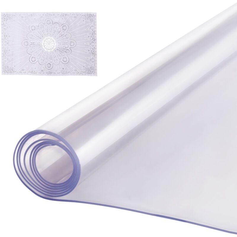 Vevor - Protecteur de bureau en pvc transparent 42 x 72 pouces, epaisseur de 2,0 mm, rectangulaire, impermeable et facile a nettoyer, ideal pour le