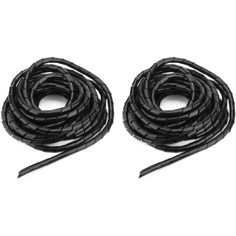 Protecteur de Câbles Spirale 2 Pièces - Manchon de Protection pour Fils Noir 12mm