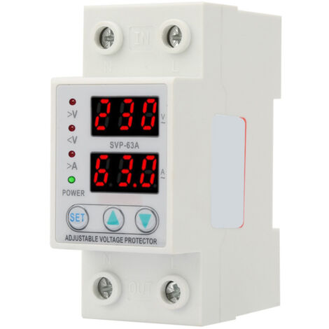 Protecteur de courant de tension réglable monophasé à double affichage LED AC230V 63A
