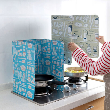Protecteur de Cuisine 3 Faces Anti-Éclaboussures, Planche Pliable Anti-Graisse en Aluminium pour Gazinière