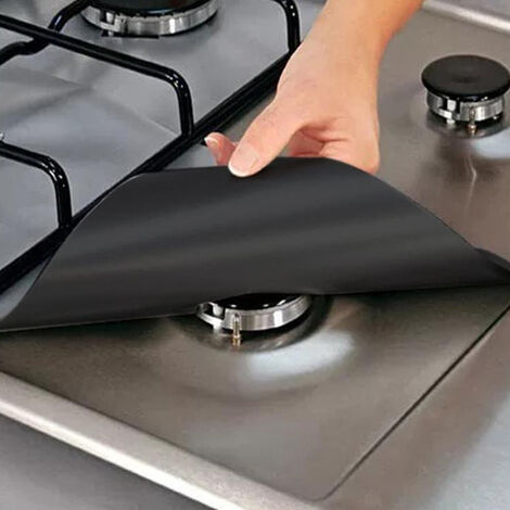 Protecteur de cuisinière à gaz, ensemble de 4 pièces, couverture de cuisinière à gaz, protection de brleur de cuisinière, tapis de table de cuisson, accessoires de cuisine,République tchèque,4pcs blac