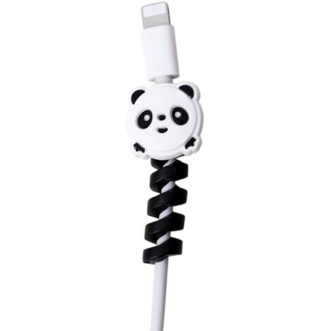Protecteur de fil de cable Flexible en Silicone Images d'animaux mignons telephones en spirale charges costume economiseur de cable pour toutes les lignes de donnees de telephone portable, 7 Panda
