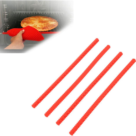 Protecteur de Grille de Four en Silicone 4PCS Résistant à la Chaleur, Accessoire de Cuisine Rouge pour Restaurant