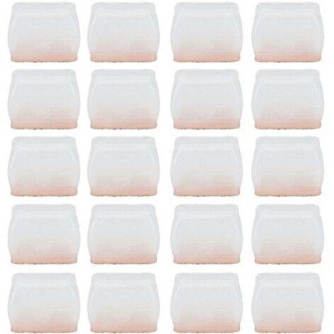 Protecteur de pieds de chaise, 20 pièces,couverture de coussin de meubles en feutre de caoutchouc, anti-rayures, bruit, rectangulaire Transparent