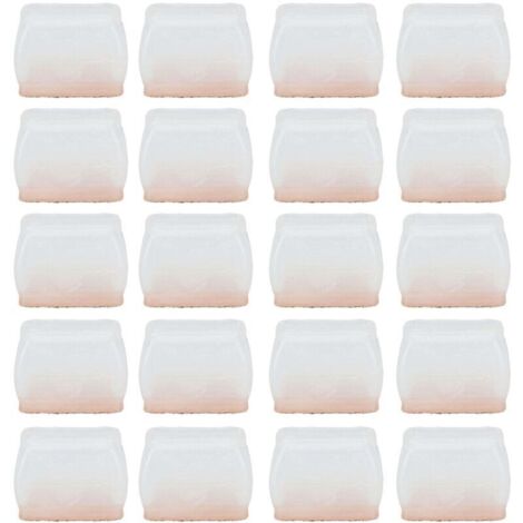 Protecteur de pieds de chaise. 20 pièces.couverture de coussin de meubles en feutre de caoutchouc. anti-rayures. bruit. rectangulaire Transparent