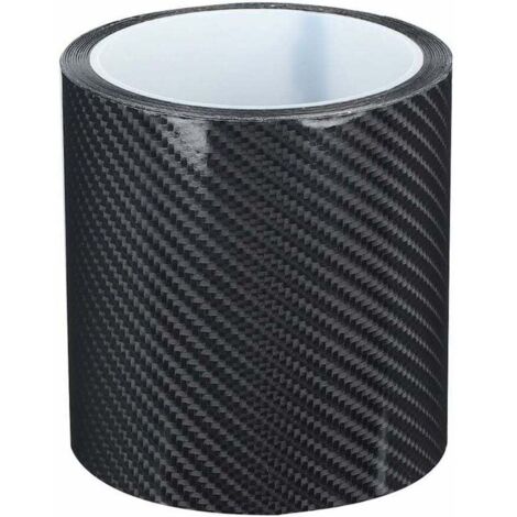 Protecteur de seuil de Garde de Porte de Voiture, Film de Protection de Pare-Chocs en Fibre de Carbone Noire, Bande d'autocollant Anti-Rayures Auto-adhésive étanche(10cm3m)