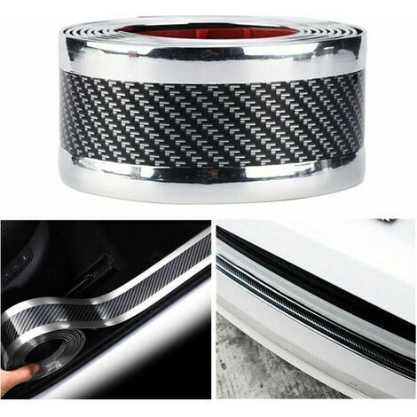Protecteur de seuil de Porte de Voiture en Fibre de Carbone Universel Protecteur d'autocollant Auto-adhésif,5 100cm,Argent,,2PCS