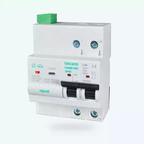 PROTECTEUR DE SURTENSION COMBI-PRO 2P40 permanent et à minimum de tension monophasé 2x40A IGA 10kA 240V AC - TOSCANO